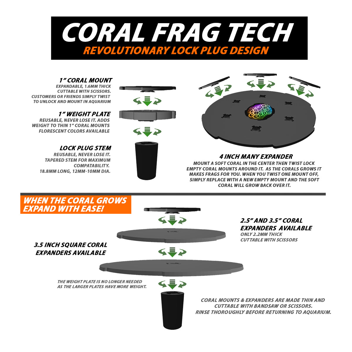 3/4" Easy-Stick Polyp-Lock Frag Plugs