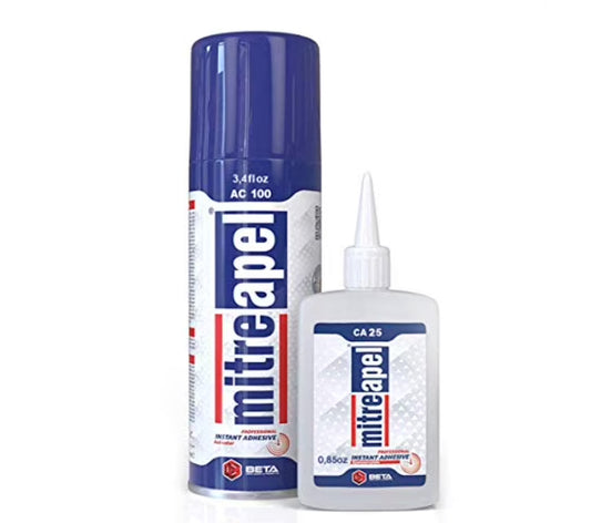 Mitreapel Super CA Glue (3.5oz - 110mL) w/ Spray Activator (13.9oz)